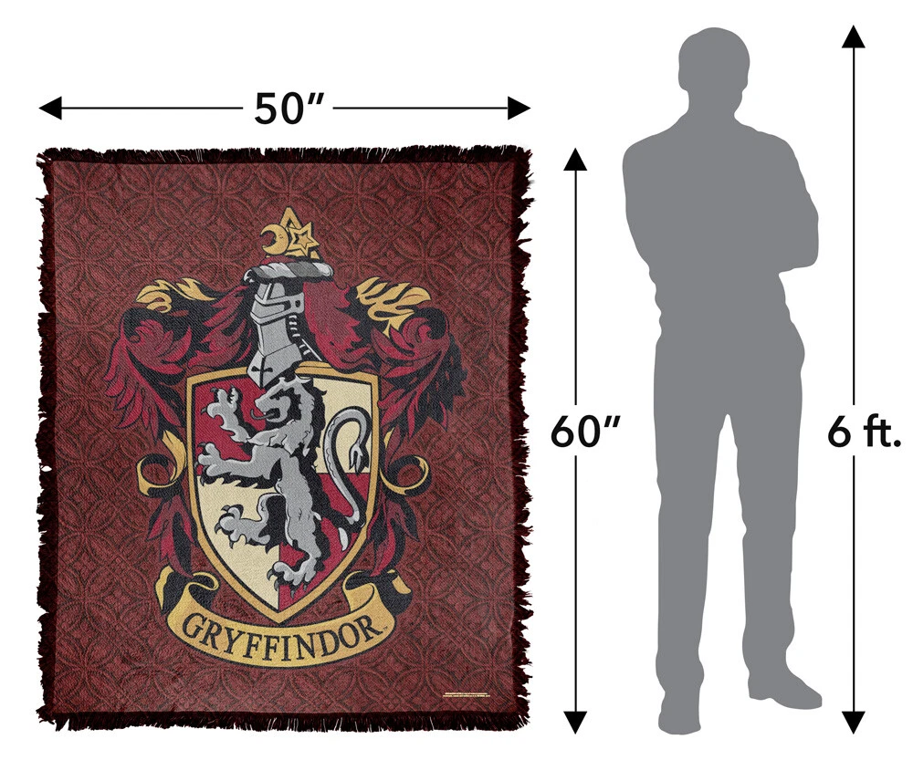 Harry Potter Blanket, 50"x60" Original Gryffindor Woven Blend Throw