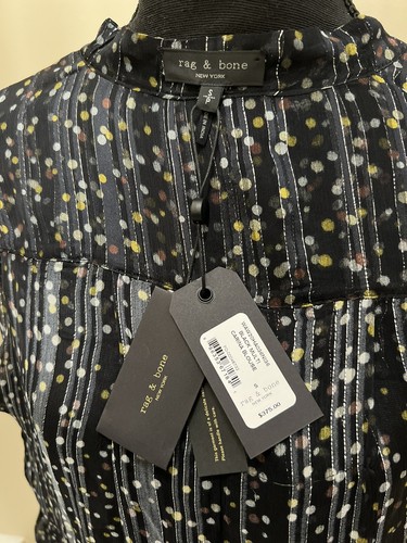 NWT Rag & Bone Carina Viscose Button Up Blouse Black Multi Size Small - Picture 9 of 10