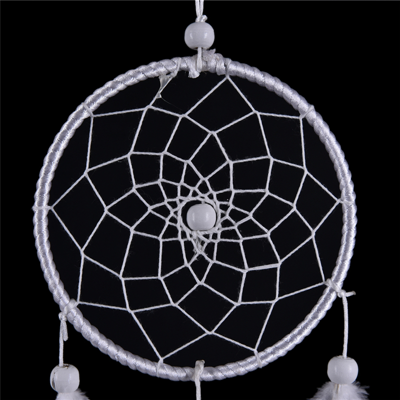 White Dream Catcher Circular With Feathers Wall Hanging Decoration