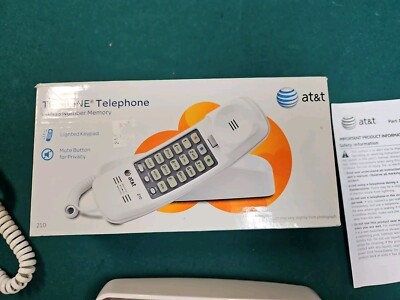 AT&T 210 Trimline Corded Phone, No AC Power Required, Wall-Mountable