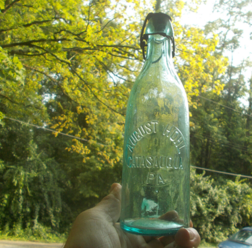 CATASAUQUA,PA AUGUST HOHL 1890s BLOB TOP BEER BOTTLE WITH ORIGINAL STOPPER MINT - Picture 3 of 7