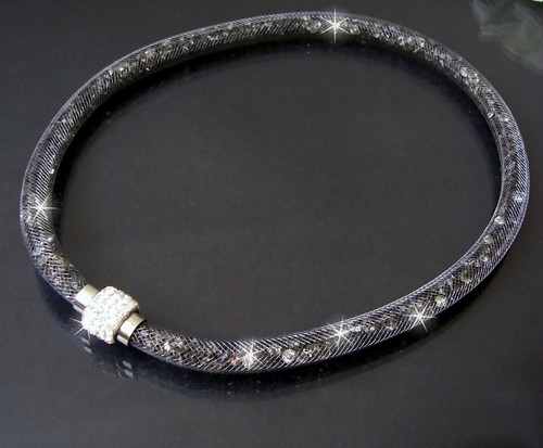 Collier Kette Armband Strass Netzschlauch Magnetverschluß Edelstahl Damen VS16 - Bild 76 von 96