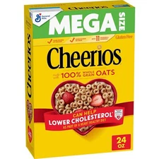 Cheerios, Heart Healthy Gluten Free Breakfast Cereal, Mega Size, 24 oz