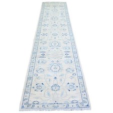 2'9" x 11'9" White Wash Peshawar Wool Hand Knotted Runner Oriental Rug R73945
