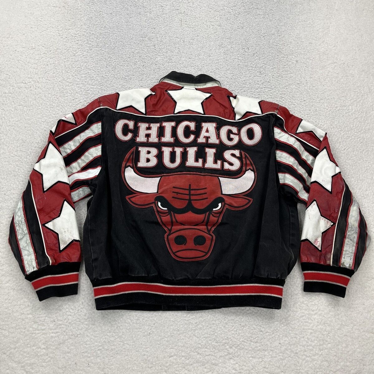 VINTAGE Chicago Bulls Jeff Hamilton Leather Bomber Jacket VINTAGE Chicago Bulls Jeff Hamilton Leather Bomber Jacket