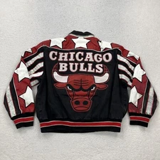 VINTAGE Chicago Bulls Jeff Hamilton Jacket Mens Large Reversible Leather Cotton