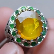 Gemstone Sapphire Yellow Ring Natural Fine Rings Yellow Sterling Silver 925