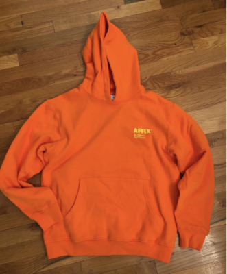 AFFIX Works Standardise Print Logo Hooded Sweatshirt Safety Orange