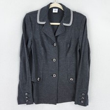 Cabi Jacket Womens Small Gray Crew Blazer Stretch Ponte Knit Button Front Casual