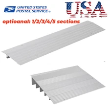 Aluminum Plate Threshold Ramp 1/2/3/4/5 Sections for Wheelchairs Doorways Silver
