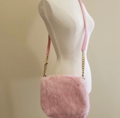 VINTAGE Y2K JUICY COUTURE BABY PINK RABBITS FUR CROSSBODY BAG NEW