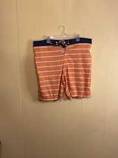 Sperry Top Sider Orange And White Striped Men's Bathing Suit Swim Trunks Size 38