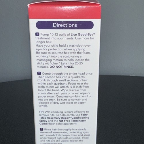 Lot Of 3 Fairy Tales LICE GOODBYE Treatment No-Drip Mousse 4oz Each! Safe! - Picture 6 of 14