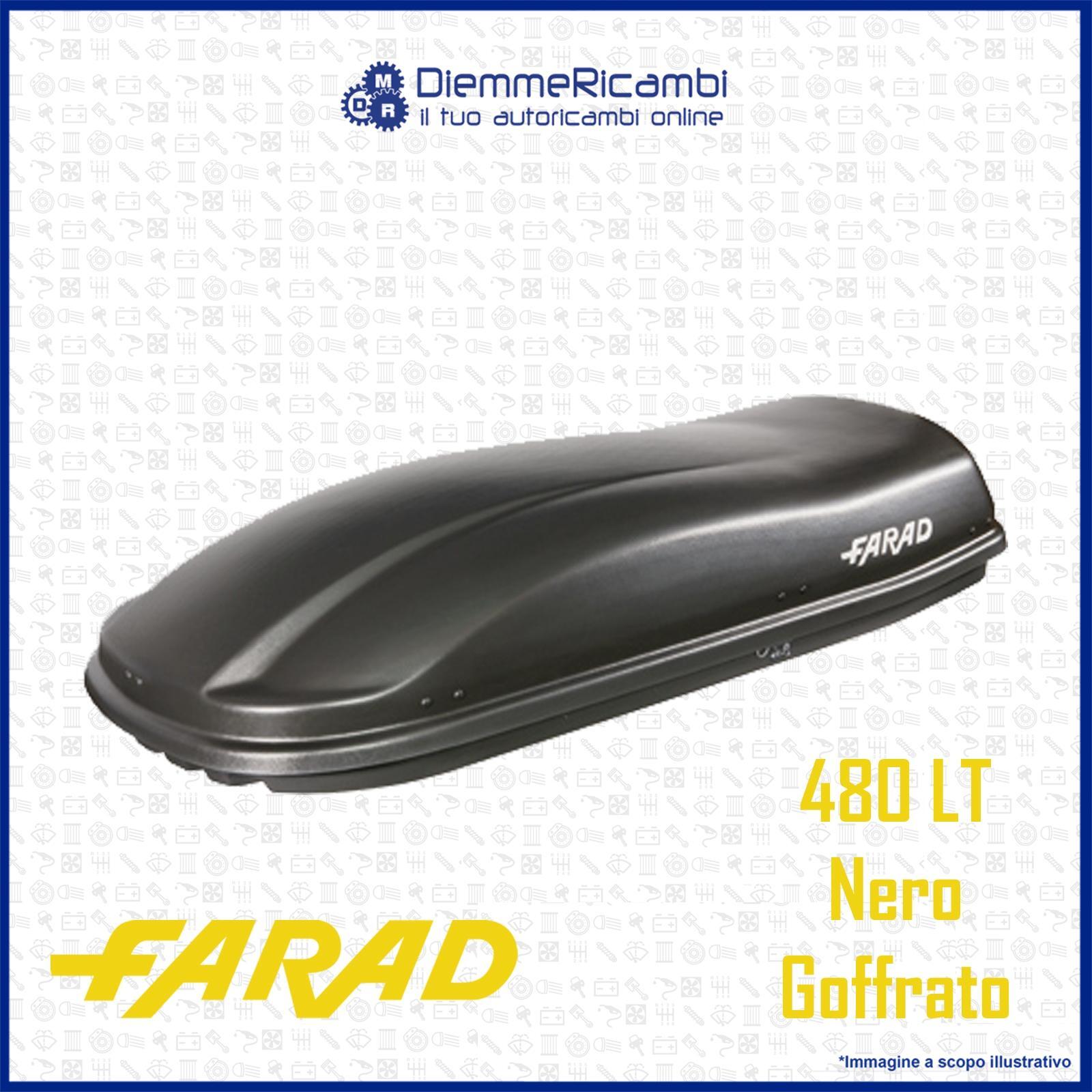 BOX AUTO PORTATUTTO DA TETTO UNIVERSALE FARAD F3 MARLIN 480 LT - NERO GOFFRATO