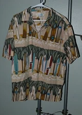 Vintage Kahaheo Hawaiian Shirt, XL Surfboards 