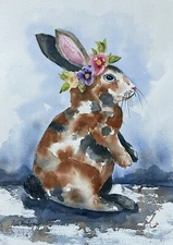 Bunny Watercolor Original Painting