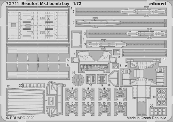 Eduard FotoäTzteile Beaufort Mk.I Bomb Bay For Airfix Kit 1:72 Art. 72711-image