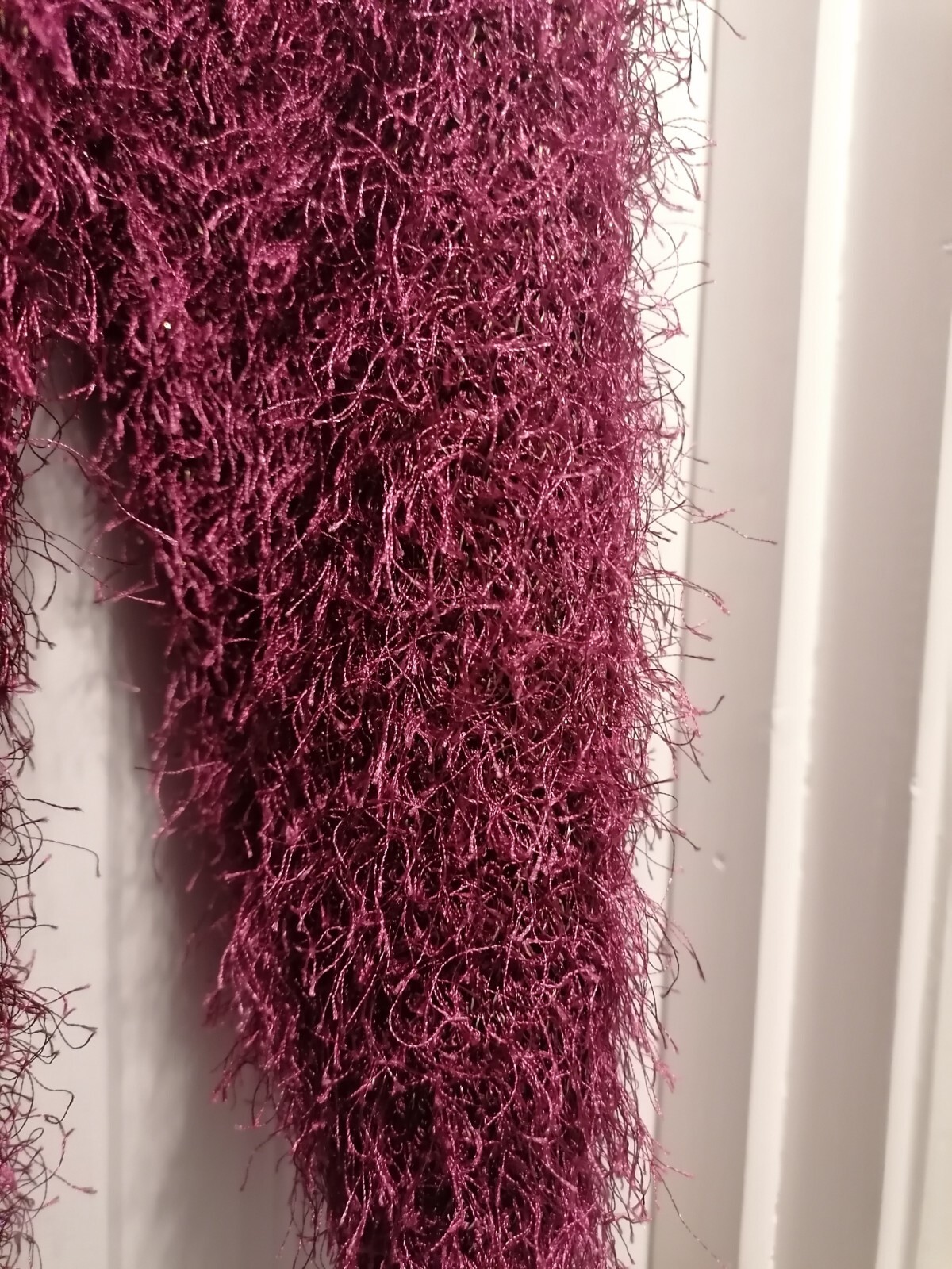 Ladies Deep Pink Eyelash Jumper With Sutle Gold Thread Size 12