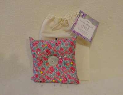 Liberty of London Fabric Floral Print Pin Cushion-Memory Foam-Retro Button-RARE