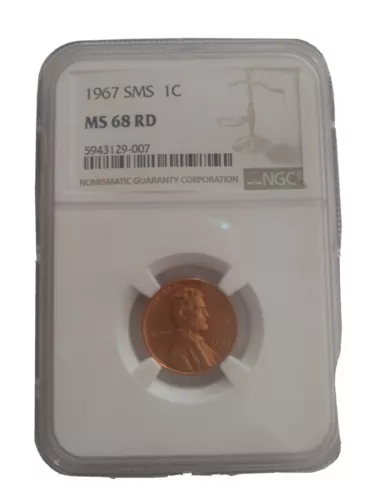 1967 SMS Lincoln Cent NGC MS 68 RD