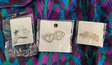 3 pair earrings Melody - butterflies- Hearts - Flower Hoop