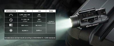Lampe Tactique Olight PL-3S Valkyrie 1000 Lumens - Compatible GL Et Picatinny
