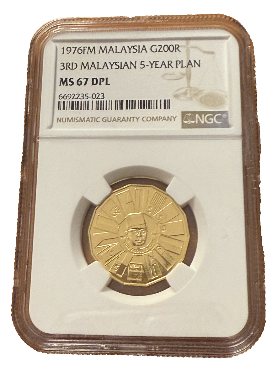 Malaysia 1976 FM Gold 200 Ringgit NGC MS67 DPL 3rd Malaysian 5