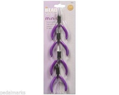4 Pc CRAFT Mini PLIERS Set ~ Round, Flat, Chain Nose + Side Cutter 3'' BeadSmith