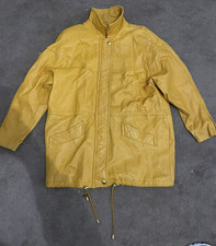 Very Rare M.s. Maxima Size Large Yellow Coat Outer 100% Leather Zip Up Or Button