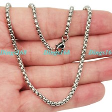 18K White Gold Filled Tarnish-Free Italian 18" 2mm Round Box Chain Necklace H5KW