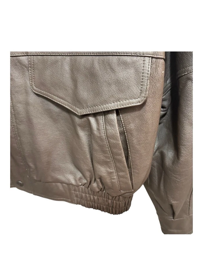 North American Fishing Club Life Member Mens Sz Medium Leather Bomber Jacket - Image 3 of 4