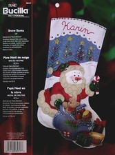 Bucilla "SNOW SANTA" Felt Christmas Stocking-Kit-Musical OOP 18" Factory Direct
