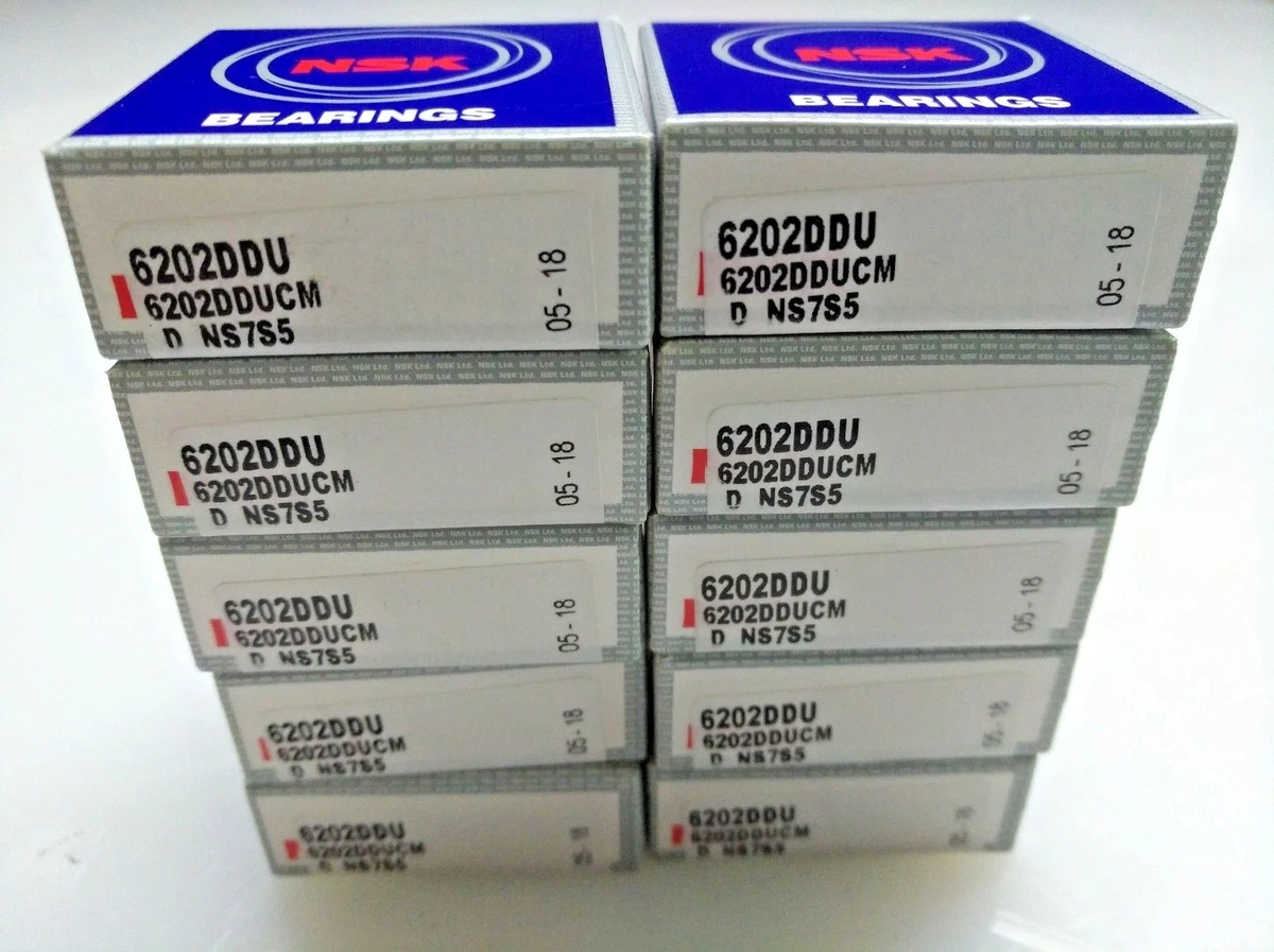 Lot of 10 pc. NSK 6202 DDUCM Deep Groove Bearing 15X35X11mm Rubber  