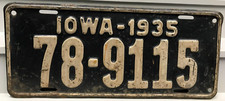 1935 Iowa License Plate 78-9115 Pottawatamie County