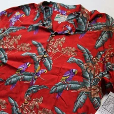 NWT Paradise Found Hawaiian Shirt XXL Parrots Jungle Bird Tom Selleck Magnum PI