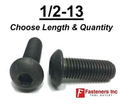 1/2-13 Button Socket Head Cap Screws Allen Hex Drive Black Oxide Alloy