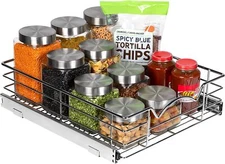 Pantry Drawer Slide out Basket - Heavy-Duty Pull Out Cabinet Organizer