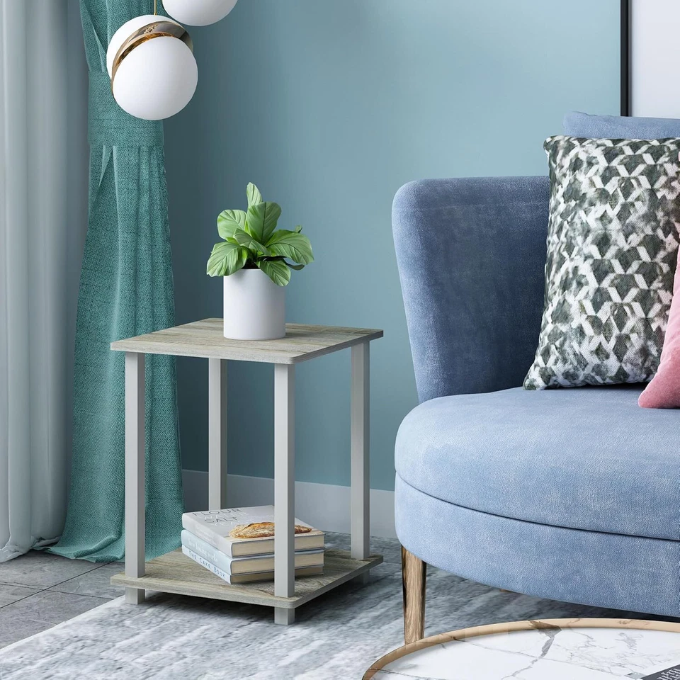 	Simplistic Set of 2 End Table for Small Spaces Home Decor Sonoma Oak/White	 - Image 2 of 4