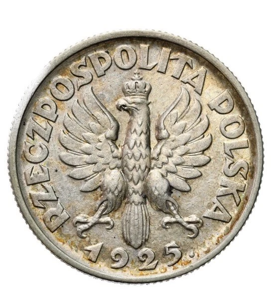 Moneda de plata Polonia. II RP. 1 złoty 1925, Londyn High Grade Foto 2 de 2