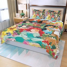 Disney Princess Characters Print Duvet Cover Set 3Pcs Quilt Cover  Pillowcase