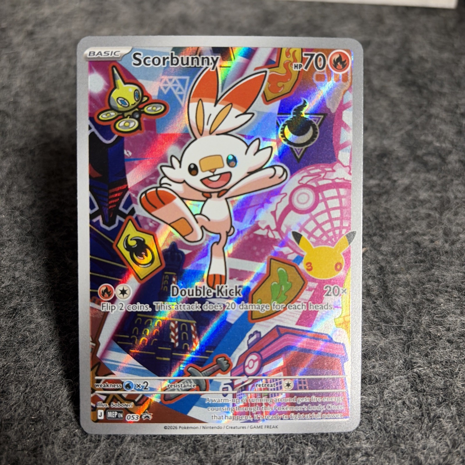 Pokemon Scorbunny 053 Promo Full Art Holo Card English Mega Evolution Promo 2026