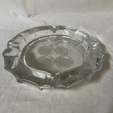 Vtg MCM Clear Glass Cigar Ashtray 7.5 Inches Across HEAVY Patriotic Free Ship!