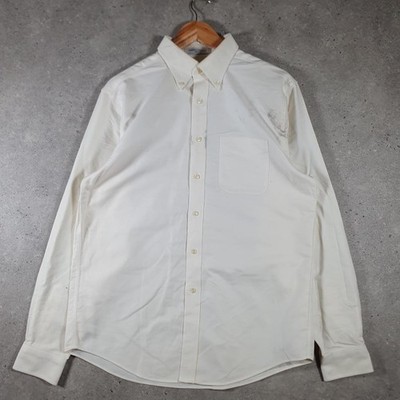 Vintage L.L.Bean Langarm Hemd mit Knöpfen Herren Medium Weiß