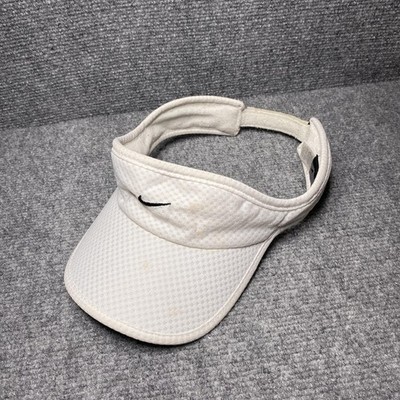 Nike Hat Visor Strap Back White Mesh Embroidered Swoosh Golf Tennis Sport Mens