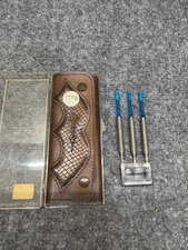 Vintage Bottelsen Hammer Head Darts Original Leather Pouch with 3 Darts Flights