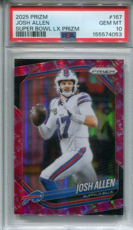 2025 Panini Prizm #167 Josh Allen Super Bowl LX Prizm 47/50 PSA 10 Gem Mint