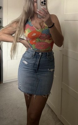 Levis Jeansrock High Waist Skirt Jeans Rock Festival Ibiza W26 36 S Used Vintage