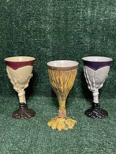 Vintage 3 Halloween Scary Skeleton Skull Goblets 7 1/4” Tall-Easter Unlimited. - Picture 4 of 6