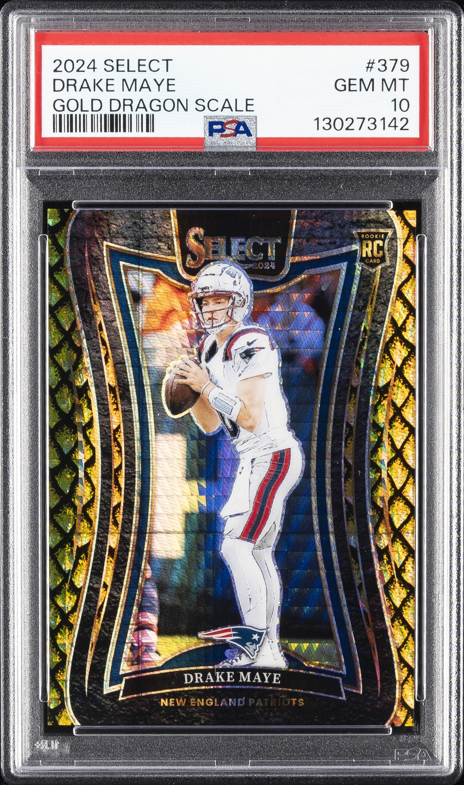 2024 PANINI SELECT GOLD DRAGON SCALE #379 DRAKE MAYE 1/10 PSA 10