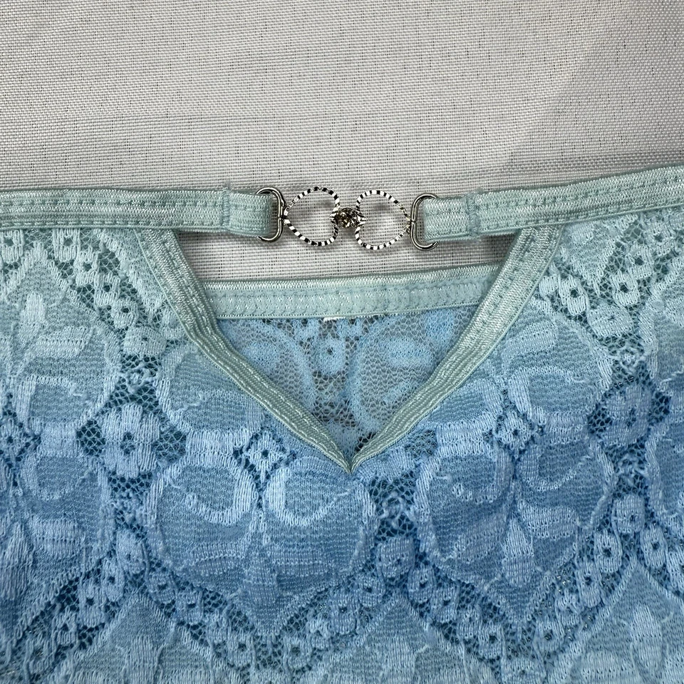 Camiseta sin mangas Y2K azul encaje Fairycore detalle corazón cami ombre camisola caprichosa Foto 2 de 4